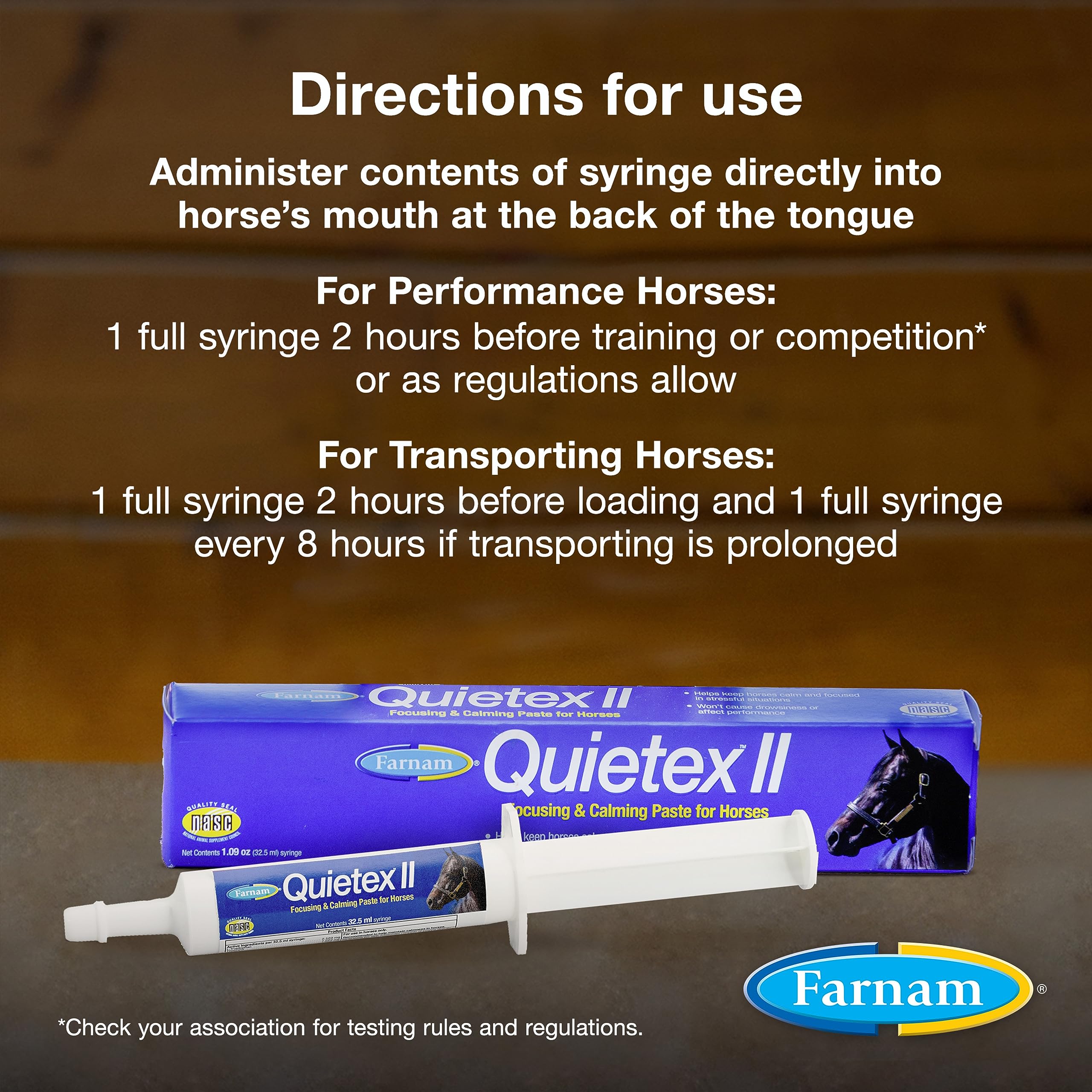 Farnam Quietex II Horse Calming Supplement Paste for Horses, Helps manage nervous behavior and keep horses calm & composed in st